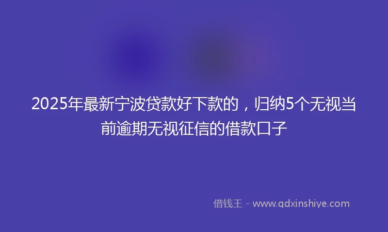 2025年最新宁波贷款好下款的，归纳5个无视当前逾期无视征信的借款口子