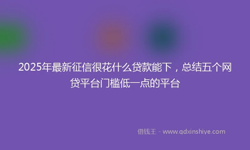 2025年最新征信很花什么贷款能下，总结五个网贷平台门槛低一点的平台