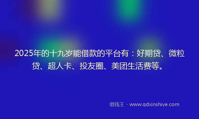 2025年的十九岁能借款的平台有：好期贷、微粒贷、超人卡、投友圈、美团生活费等。
