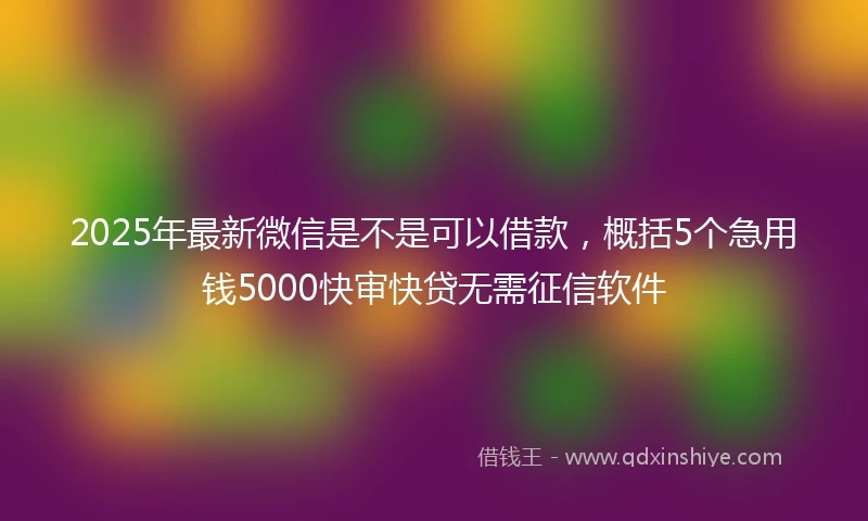 2025年最新微信是不是可以借款，概括5个急用钱5000快审快贷无需征信软件