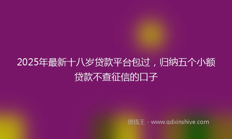 2025年最新十八岁贷款平台包过，归纳五个小额贷款不查征信的口子