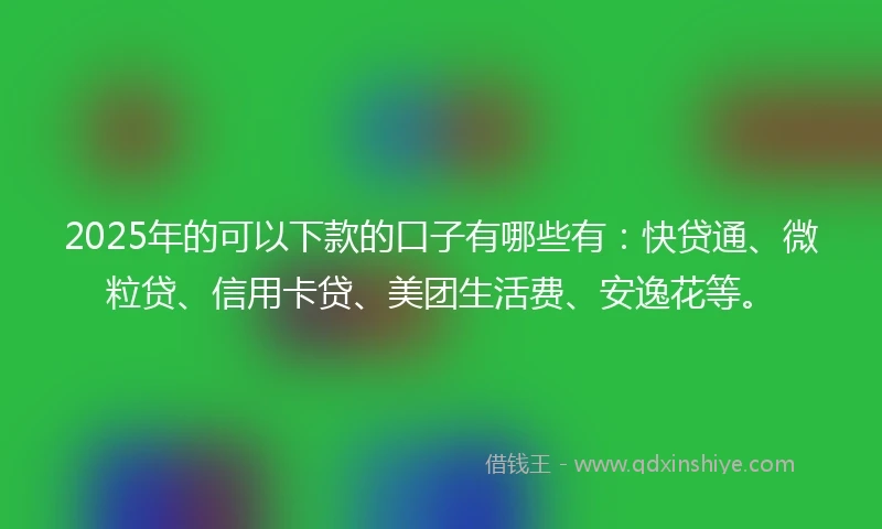 2025年的可以下款的口子有哪些有：快贷通、微粒贷、信用卡贷、美团生活费、安逸花等。