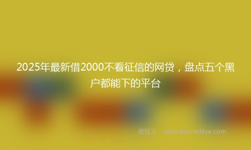 2025年最新借2000不看征信的网贷，盘点五个黑户都能下的平台