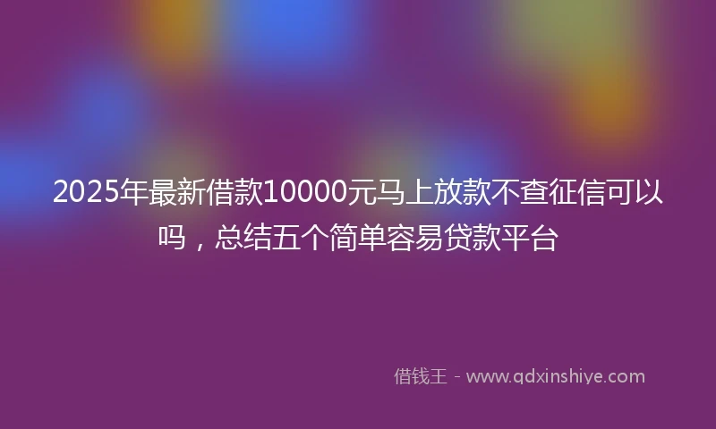 2025年最新借款10000元马上放款不查征信可以吗，总结五个简单容易贷款平台