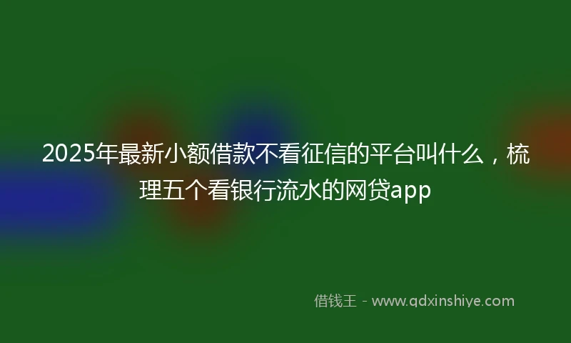 2025年最新小额借款不看征信的平台叫什么，梳理五个看银行流水的网贷app