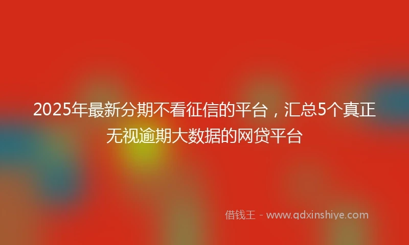 2025年最新分期不看征信的平台，汇总5个真正无视逾期大数据的网贷平台