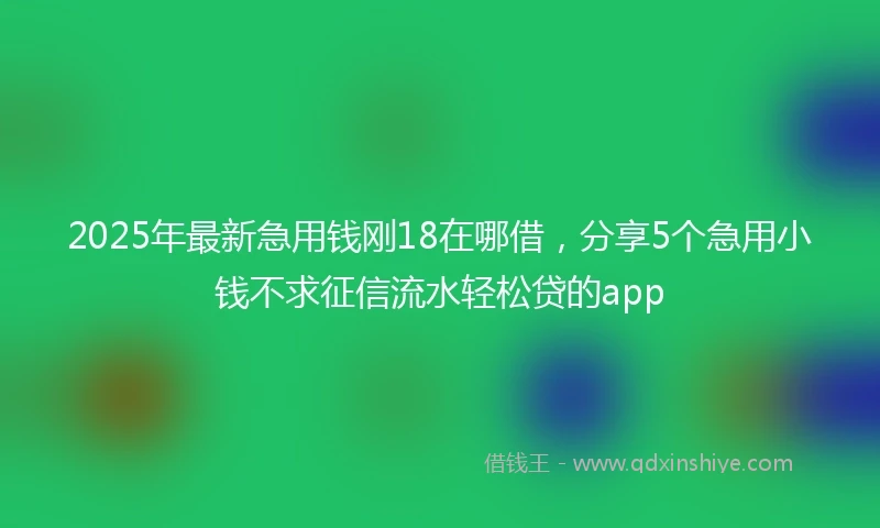 2025年最新急用钱刚18在哪借，分享5个急用小钱不求征信流水轻松贷的app