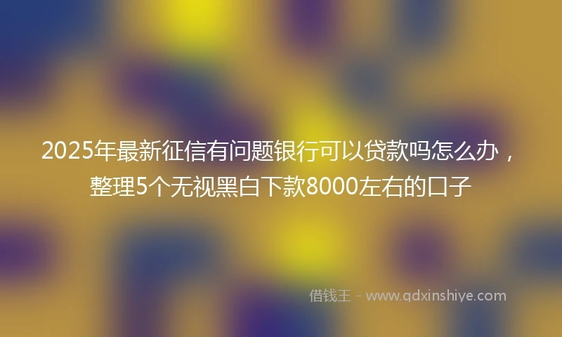 2025年最新征信有问题银行可以贷款吗怎么办，整理5个无视黑白下款8000左右的口子