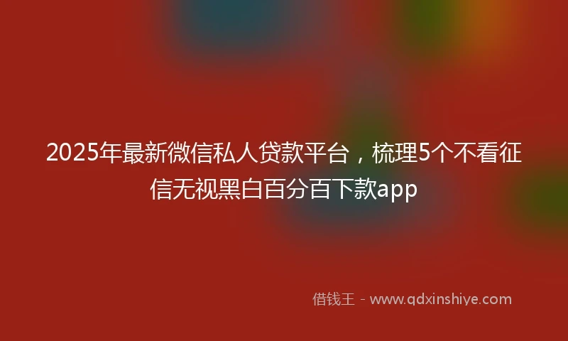 2025年最新微信私人贷款平台，梳理5个不看征信无视黑白百分百下款app