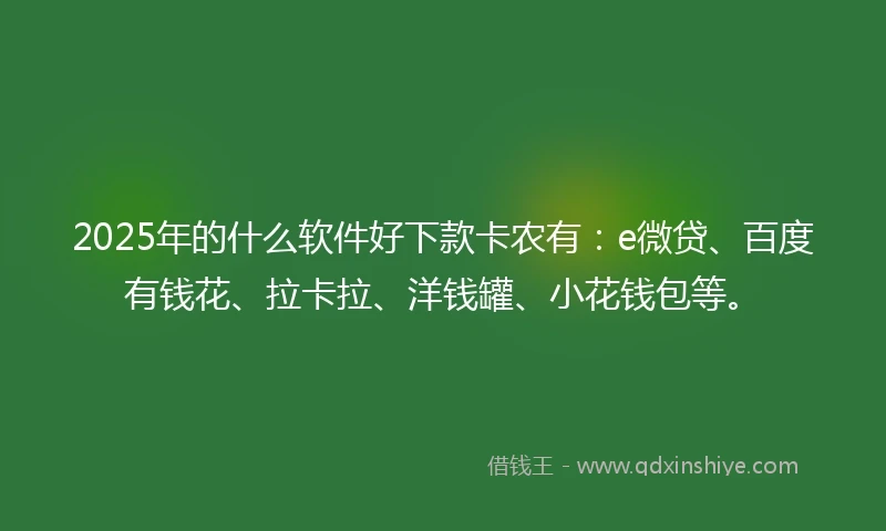 2025年的什么软件好下款卡农有：e微贷、百度有钱花、拉卡拉、洋钱罐、小花钱包等。