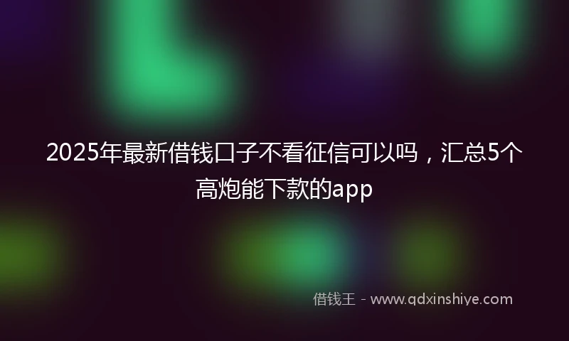 2025年最新借钱口子不看征信可以吗，汇总5个高炮能下款的app