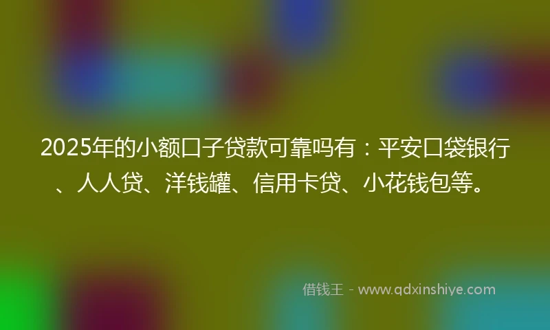 2025年的小额口子贷款可靠吗有：平安口袋银行、人人贷、洋钱罐、信用卡贷、小花钱包等。