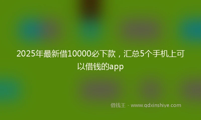 2025年最新借10000必下款，汇总5个手机上可以借钱的app