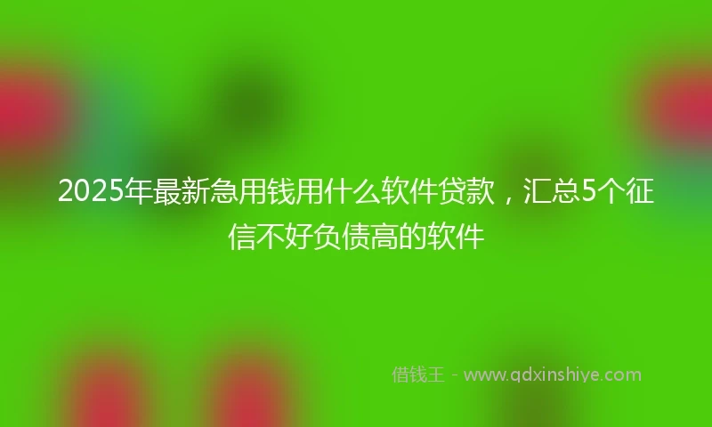 2025年最新急用钱用什么软件贷款，汇总5个征信不好负债高的软件