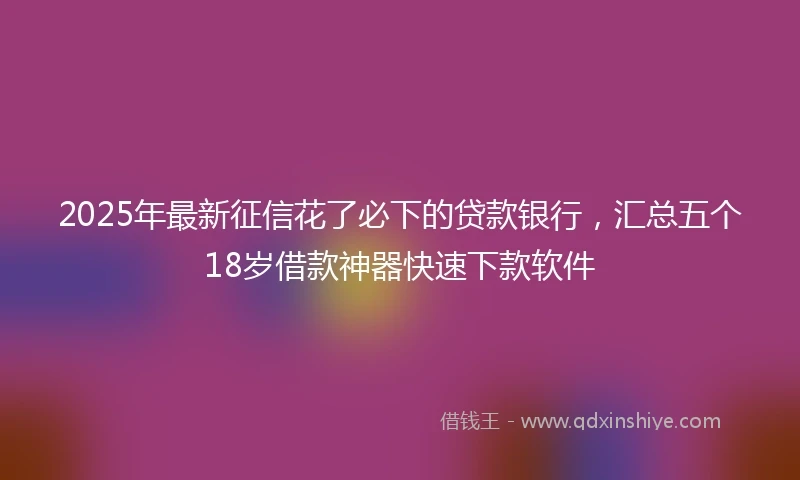 2025年最新征信花了必下的贷款银行，汇总五个18岁借款神器快速下款软件
