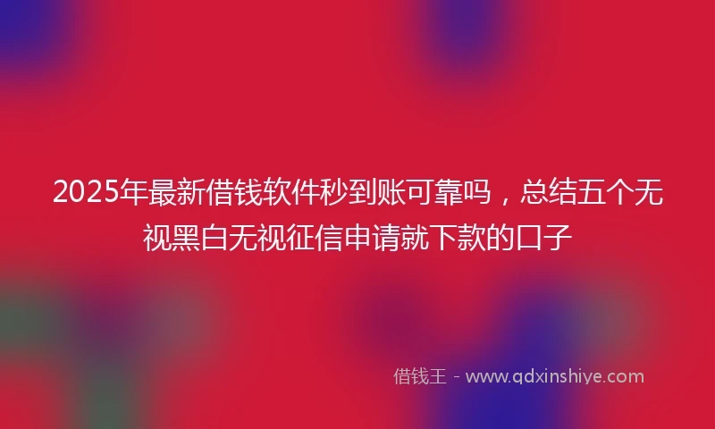 2025年最新借钱软件秒到账可靠吗，总结五个无视黑白无视征信申请就下款的口子