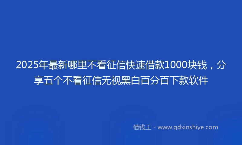2025年最新哪里不看征信快速借款1000块钱，分享五个不看征信无视黑白百分百下款软件