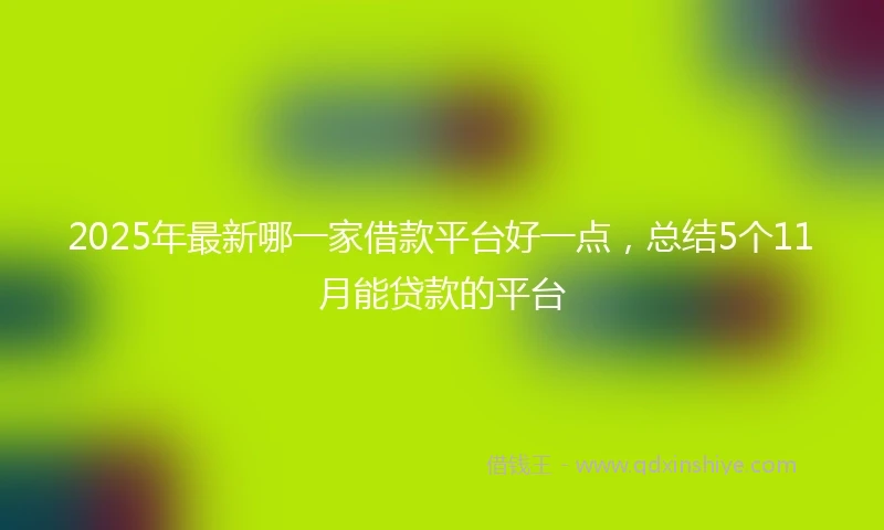 2025年最新哪一家借款平台好一点，总结5个11月能贷款的平台