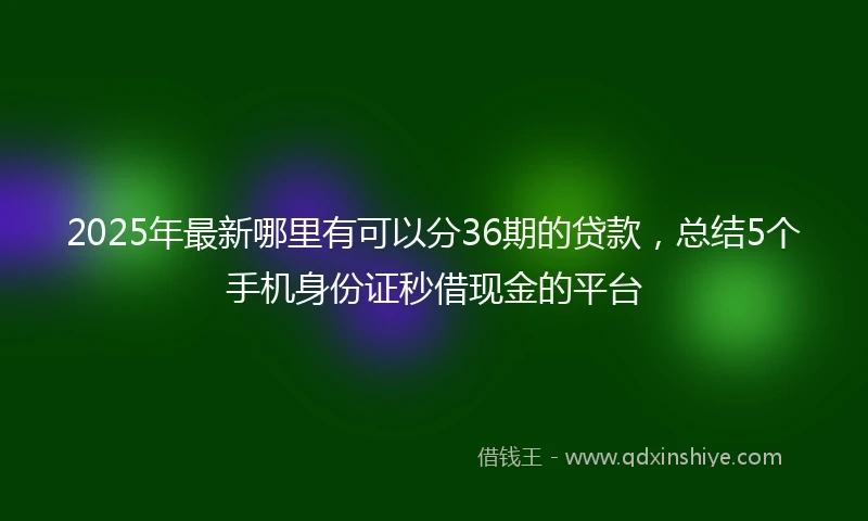 2025年最新哪里有可以分36期的贷款，总结5个手机身份证秒借现金的平台