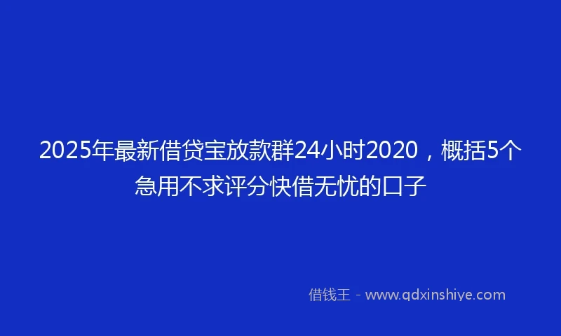 2025年最新借贷宝放款群24小时2020，概括5个急用不求评分快借无忧的口子