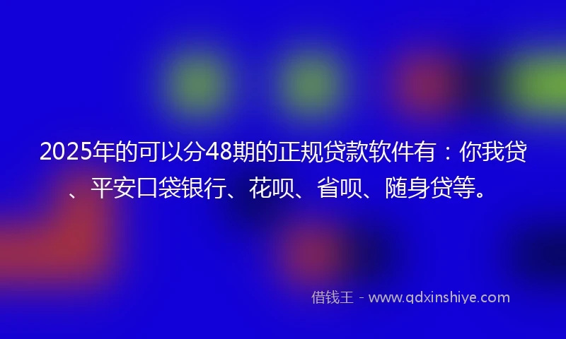 2025年的可以分48期的正规贷款软件有：你我贷、平安口袋银行、花呗、省呗、随身贷等。
