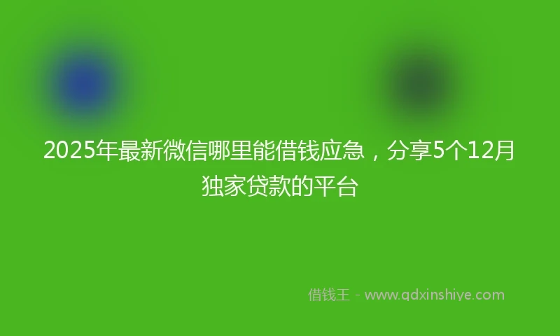 2025年最新微信哪里能借钱应急，分享5个12月独家贷款的平台