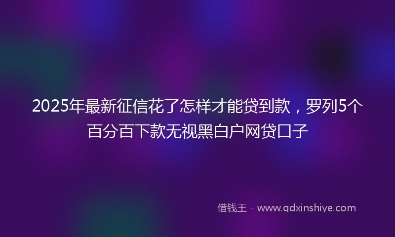 2025年最新征信花了怎样才能贷到款，罗列5个百分百下款无视黑白户网贷口子