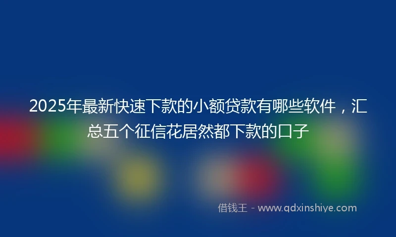 2025年最新快速下款的小额贷款有哪些软件，汇总五个征信花居然都下款的口子