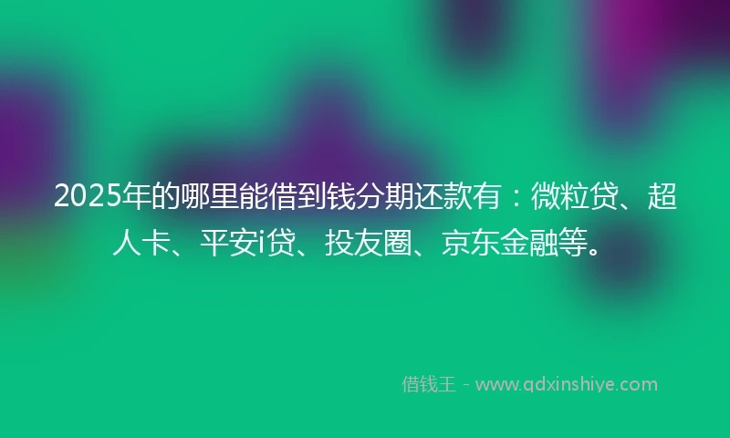 2025年的哪里能借到钱分期还款有：微粒贷、超人卡、平安i贷、投友圈、京东金融等。