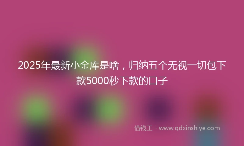 2025年最新小金库是啥，归纳五个无视一切包下款5000秒下款的口子