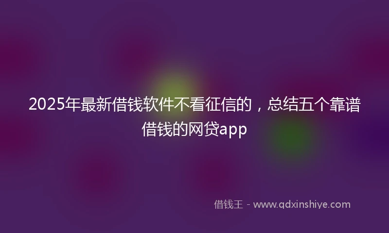 2025年最新借钱软件不看征信的，总结五个靠谱借钱的网贷app