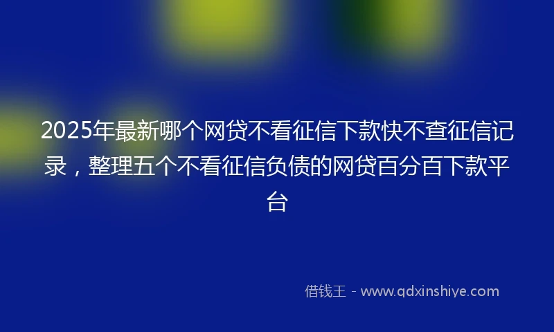 2025年最新哪个网贷不看征信下款快不查征信记录，整理五个不看征信负债的网贷百分百下款平台