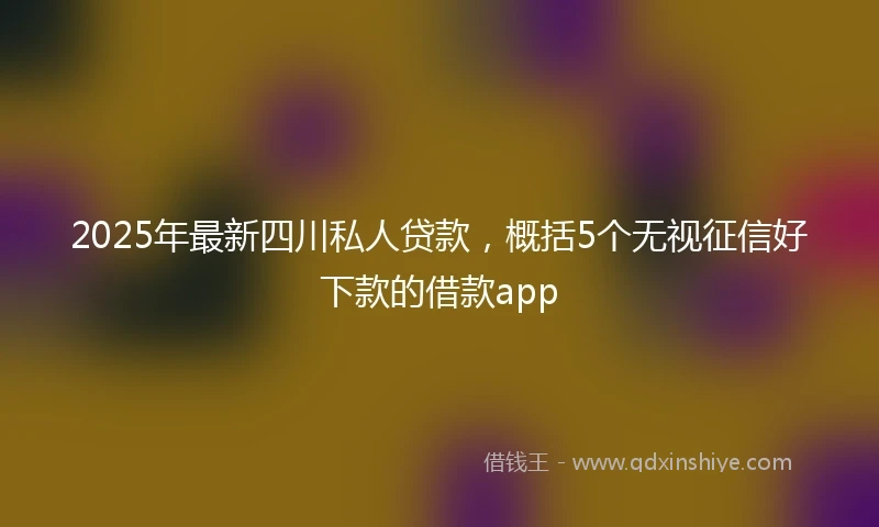 2025年最新四川私人贷款，概括5个无视征信好下款的借款app
