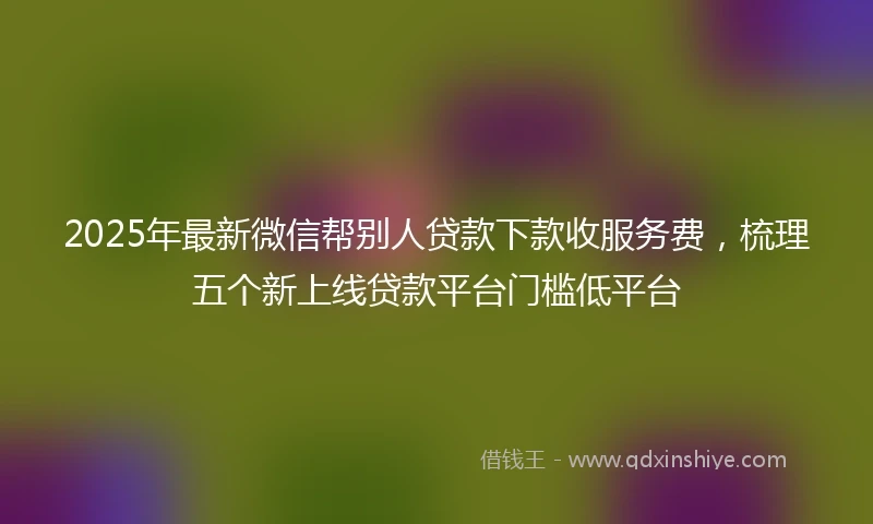 2025年最新微信帮别人贷款下款收服务费，梳理五个新上线贷款平台门槛低平台