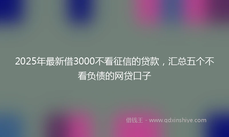 2025年最新借3000不看征信的贷款，汇总五个不看负债的网贷口子