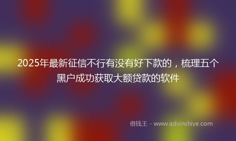 2025年最新征信不行有没有好下款的，梳理五个黑户成功获取大额贷款的软件