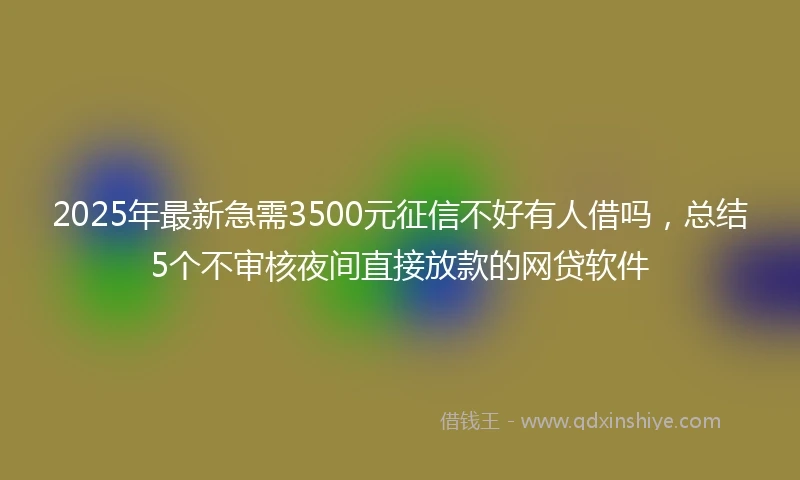2025年最新急需3500元征信不好有人借吗，总结5个不审核夜间直接放款的网贷软件