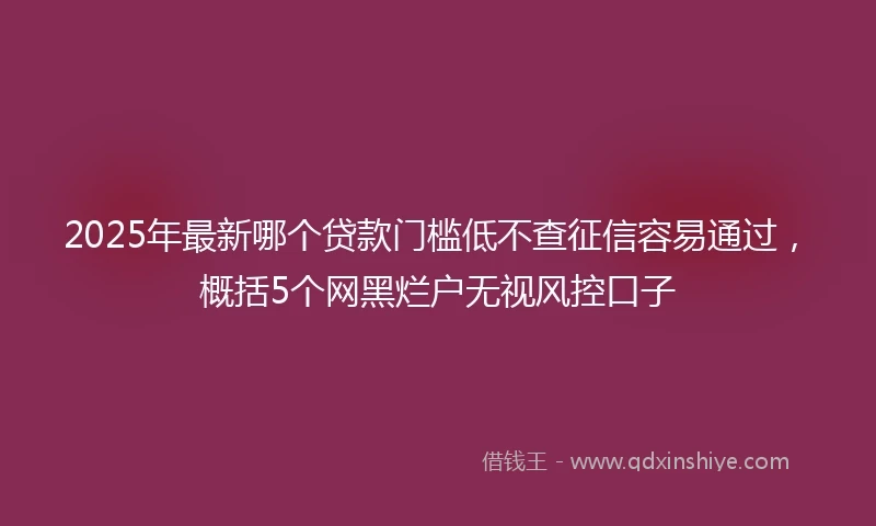 2025年最新哪个贷款门槛低不查征信容易通过，概括5个网黑烂户无视风控口子
