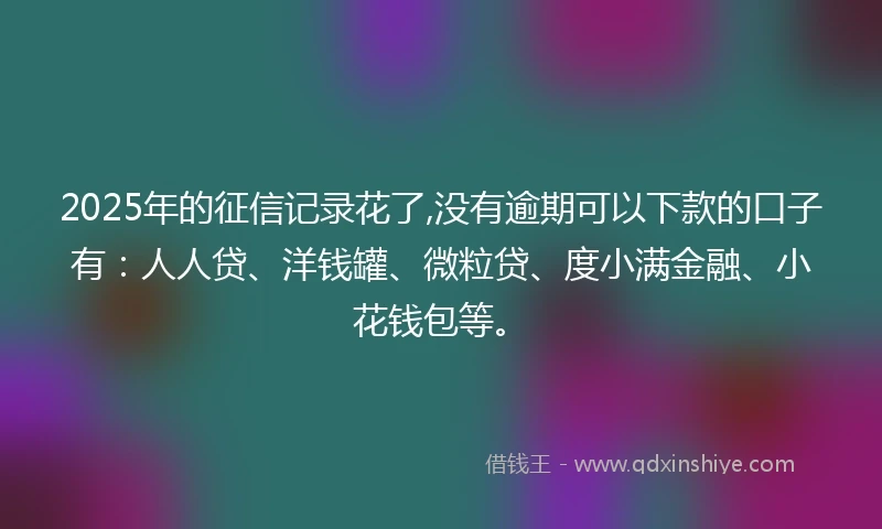 2025年的征信记录花了,没有逾期可以下款的口子有：人人贷、洋钱罐、微粒贷、度小满金融、小花钱包等。
