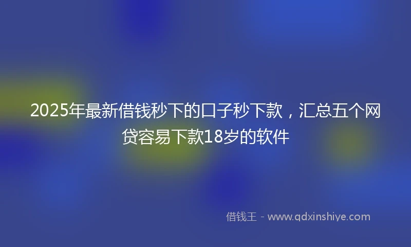 2025年最新借钱秒下的口子秒下款，汇总五个网贷容易下款18岁的软件