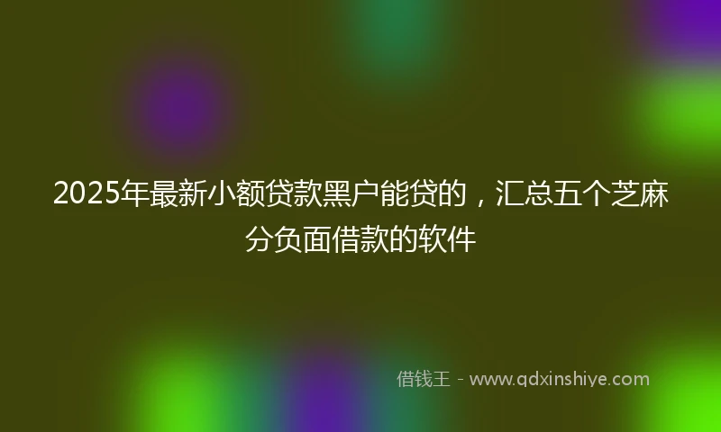 2025年最新小额贷款黑户能贷的，汇总五个芝麻分负面借款的软件