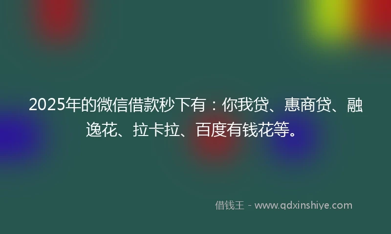 2025年的微信借款秒下有：你我贷、惠商贷、融逸花、拉卡拉、百度有钱花等。