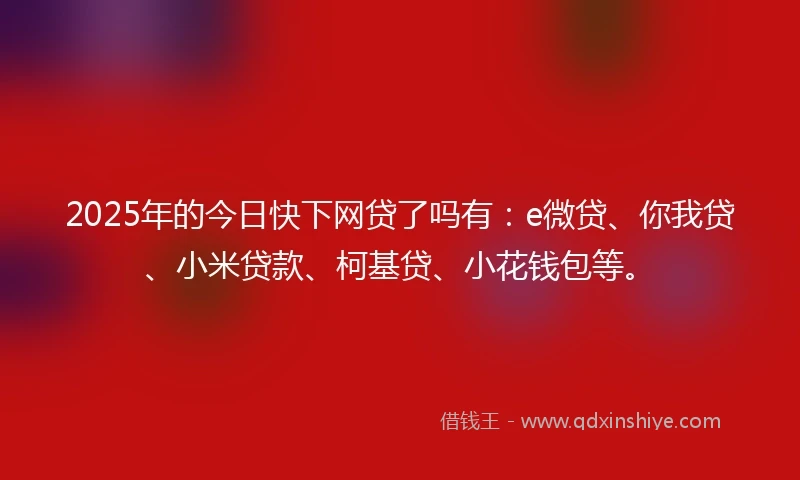 2025年的今日快下网贷了吗有：e微贷、你我贷、小米贷款、柯基贷、小花钱包等。