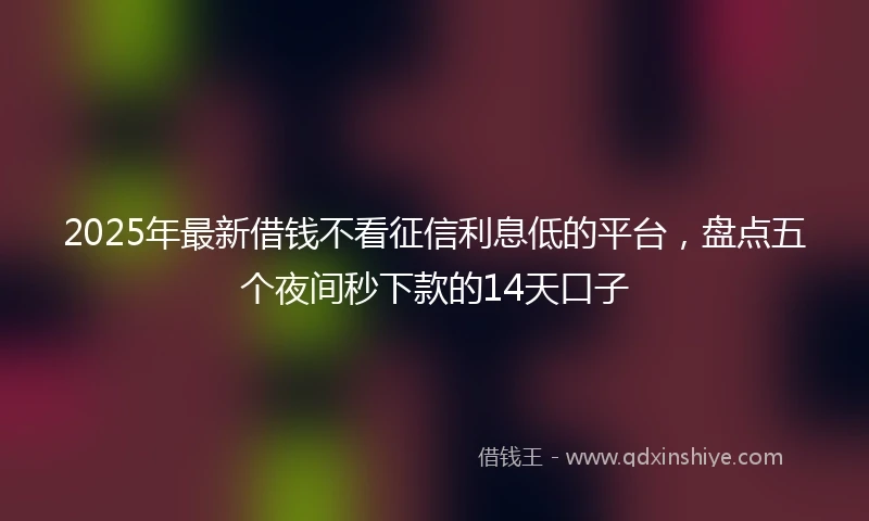 2025年最新借钱不看征信利息低的平台，盘点五个夜间秒下款的14天口子