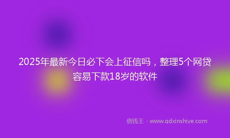 2025年最新今日必下会上征信吗，整理5个网贷容易下款18岁的软件