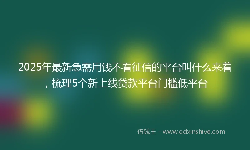 2025年最新急需用钱不看征信的平台叫什么来着，梳理5个新上线贷款平台门槛低平台