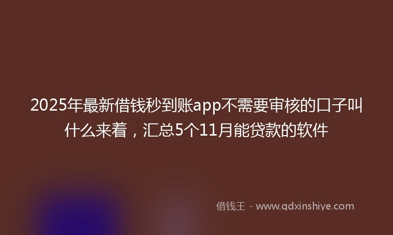 2025年最新借钱秒到账app不需要审核的口子叫什么来着，汇总5个11月能贷款的软件