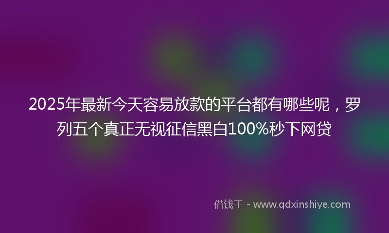 2025年最新今天容易放款的平台都有哪些呢，罗列五个真正无视征信黑白100%秒下网贷