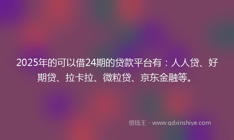 2025年的可以借24期的贷款平台有：人人贷、好期贷、拉卡拉、微粒贷、京东金融等。