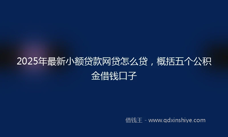 2025年最新小额贷款网贷怎么贷，概括五个公积金借钱口子